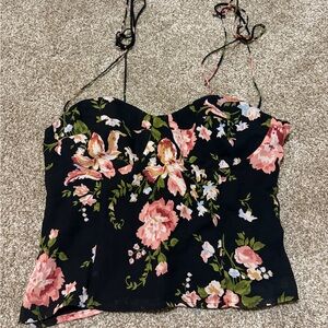 Reformation Black and Pink Floral Camisole